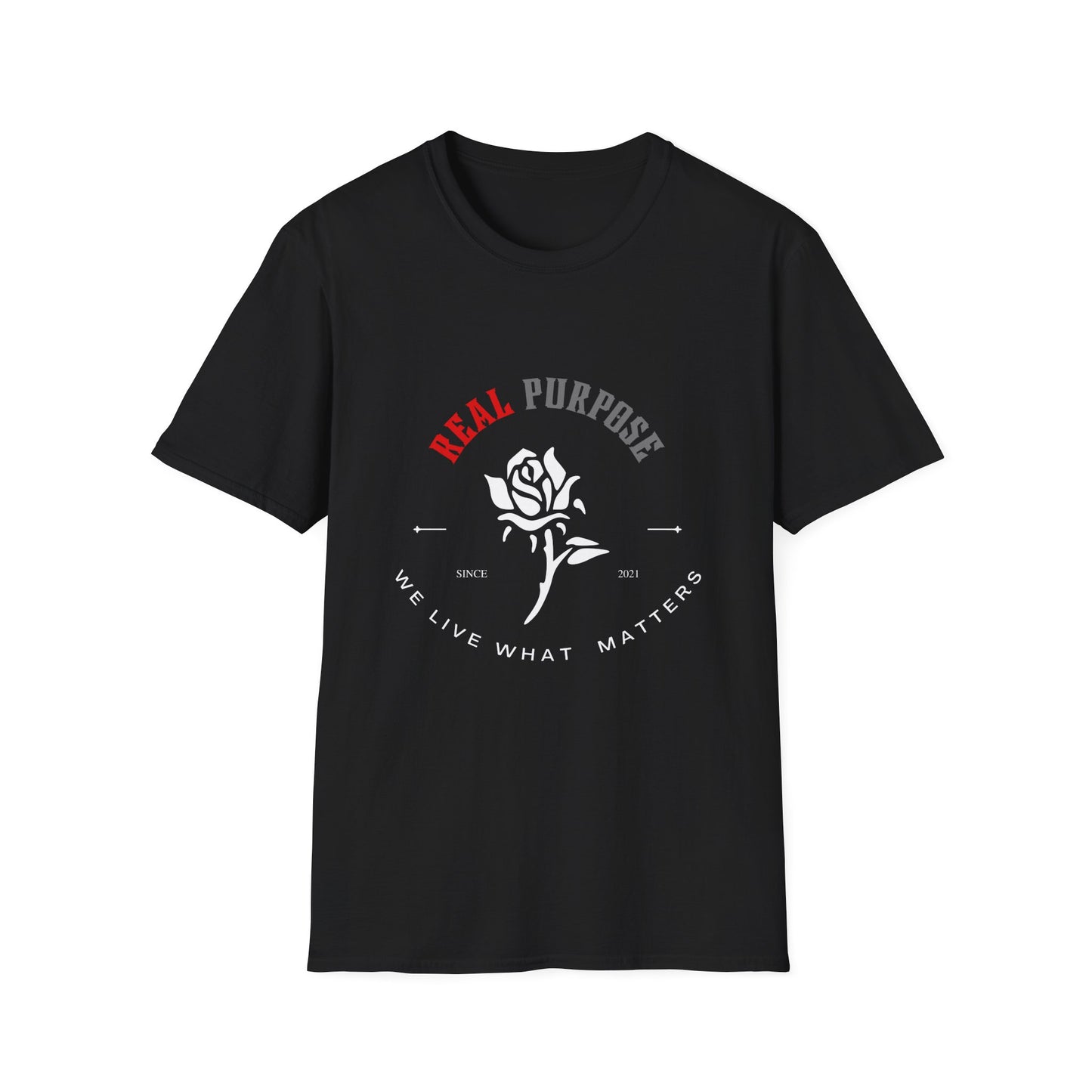 Women Logo Rose Unisex Softstyle T-Shirt with Real Purpose Apparel - Life Purpose Journey and Inspiration