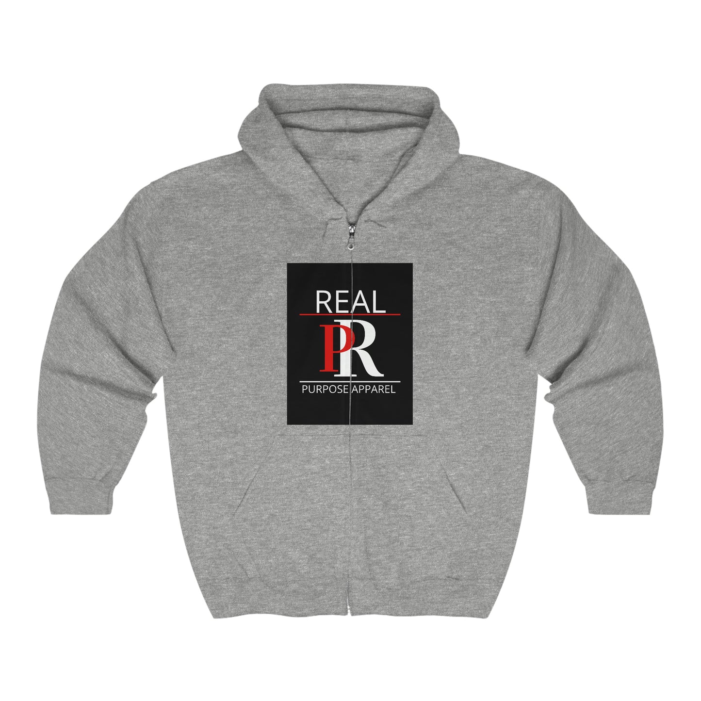 Real Purpose Unisex Heavy Blend™ Full Zip Logo Hooded Sweatshirt